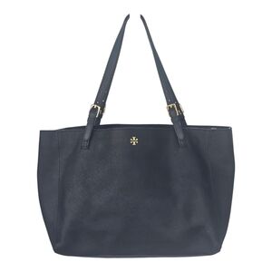 Tory Burch Navy Blue Leather Tote Bag Large Women 11x18